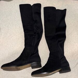 J. Crew Black sueded knee-high boots with stretch